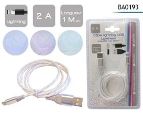 CABLE IPHONE 1M - 2A LUMINEUX
