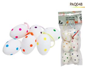 OEUFS x6  A POIS 6X4CM PLAST*