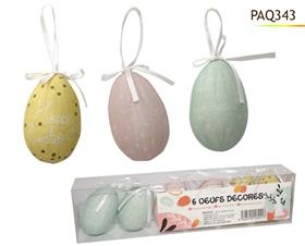 OEUFS X6PCES  DECORES 6CM