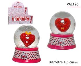 BOULE NEIGE COEUR VERRE D45MM*